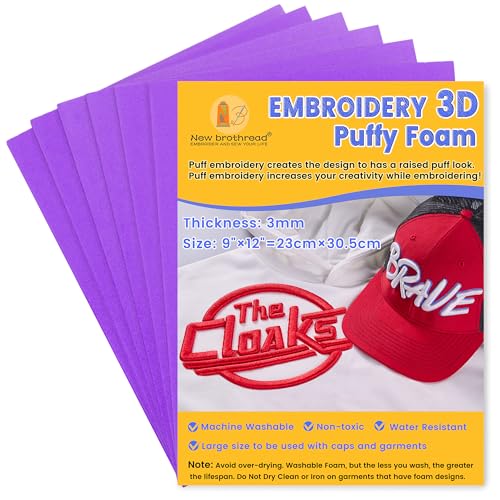 New brothread 6PCS Embroidery Puffy Foam 3MM - Purple - color: 6×purple