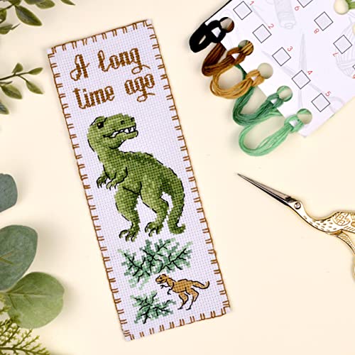 Povitrulya Dinosaur Counted Cross Stitch Kit Tyrannosaurus - T-Rex Hand Embroidery Bookmark Set - color: T-Rex