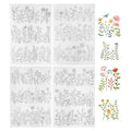 Water Soluble Embroidery Stabilizer, 4 Sheets Water Soluble Stabilizer for Embroidery Patterns Stick and Stitch Embroidery-Paper Designs Transfer Paper with Pre-Printed Flower Leave for Hand Sewing