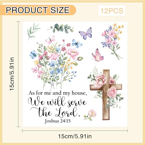 12 Pcs Bible Verse Floral Rub-On Transfers for Furniture & Crafts - style: Bible Verse Floral