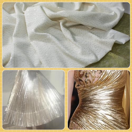 MAYJOYDIY White Poly Cotton Broadcloth Fabric 59×39inch Inside Silver Wires Plain Solid Color Linen Fabric Garments Crafts Accessories for Table Cloth Embroidery Backing Quilting Sewing