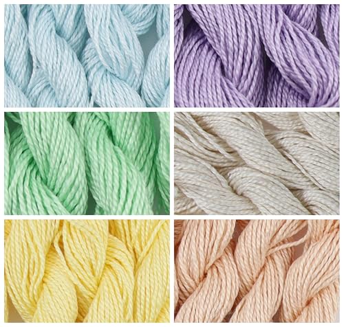 KCS 162 Yards(150 Meters) Mercerized Pearl Cotton Crochet Needlepoint Thread,Size 5,6 skeins,Mixed Color 11 - color: 6color11, size: 6 skeins