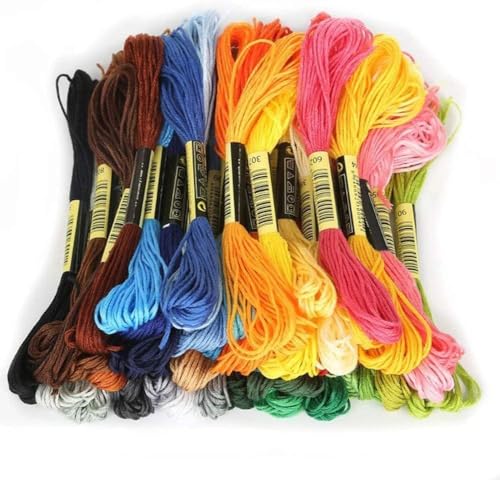 8Pcs 7.5m Red Cotton Stitch Embroidery Thread Floss DIY Friendship Bracelets Floss Craft Sewing Skeins Fashion Embroidery Floss for Arts, Crafts and Sewing - color: RED