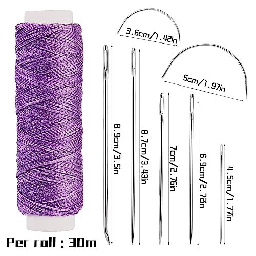 Waxed Thread, Upholstery Needle and Thread 32 Yards Purple - color: Purple, size: 32Yard
