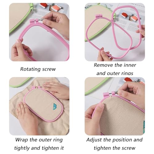 JINJUMEI 3 Pack 3 Size Square Embroidery Hoops, Cross Stitch Hoop, Embroidery Hoop, Rectangular Cross Stitch Embroidery Frame DIY Sewing Tool for Quilting Silk-Painting(3 Color)