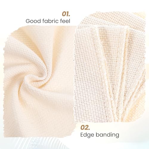6 Pcs Punch Needle Fabric for Overlocking Edges, 7.9 x 7.9 Inch Tufting Cloth Monks Cloth for Punch Linen, Squares Punch Needle Embroidery Fabric for Handwork DIY Art Craft