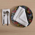FINGERCRAFT Lace Cloth Napkins, Cotton Linen, 12 Pack, 20x20 Inch, White - color: White, size: 12" x 12" (Set of 12)