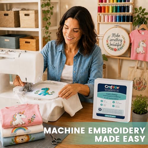 Craftido Tear Away Embroidery Stabilizer 8"x8" 150 Sheets - size: 8"x8" 150 Sheets