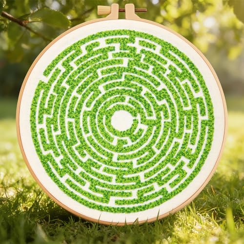 Maze Embroidery Kits for Beginners Adults Funny Hand Embroidery Art Kits, Cross Stitch Kits for Beginners DIY Craft Kits for Adults Women, Entire Set of Embroidery Supplies【Full-length Video Tutorial】 - color: H2069