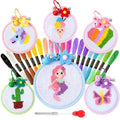 Chuangdi 6 Sets Cross Stitch Kits for Beginner, Stamped Needlepoint Craft