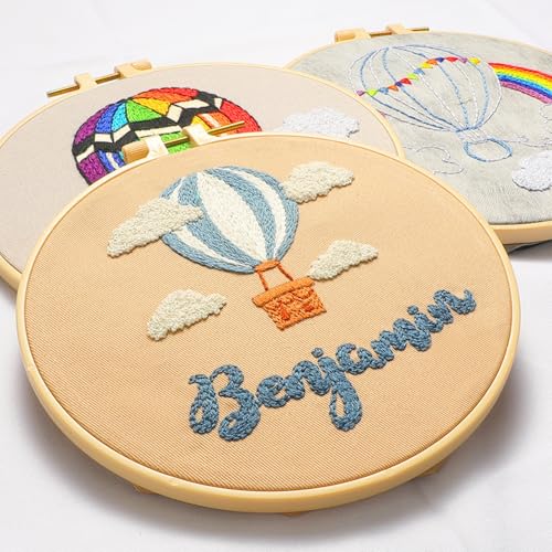 LX LERMX Embroidery Kits for Beginners, Adult Starter Cross Stitch Kit Needlepoint Complete DIY Kit with Unique Patterns, Hoop, Colorful Threads, Tools, Step by Step Instructions & Video Tutorial - color: Pattern 7 - 3PCS