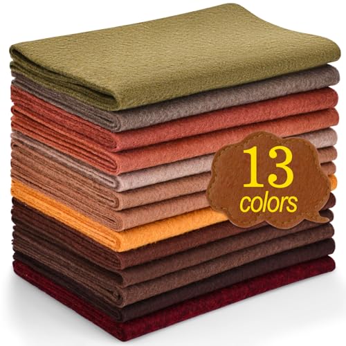 XSEINO 13 Rolls 8"x35" 1.4mm Thick Soft Felt Fabric Sheet 13 Assorted Dark Brown Series Colors Felt Pack for DIY Craft Sewing Squares Nonwoven Patchwork - color: Dark Brown Hues