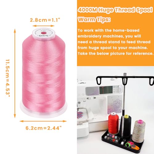 New brothread 4000M Huge Spool Embroidery Machine Thread - Pink - color: Pink-085