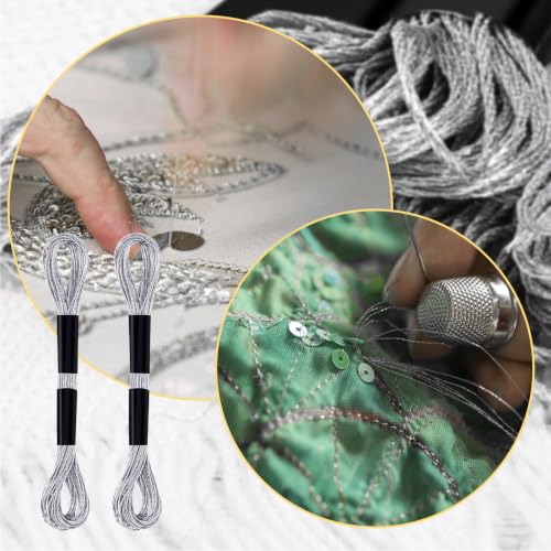 Gosknor 6 Skeins Embroidery Threads, Metallic Embroidery Floss (Silver) - color: Silver
