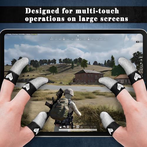 6PCS Gaming Finger Sleeves. 0.29MM Silver Fiber, Anti Sweat, Extremely Thin,Breathable Touchscreen dedales Gamer Finger Cover Thumb Sleeve Fit Phone Game Tablet Devices. - color: gray