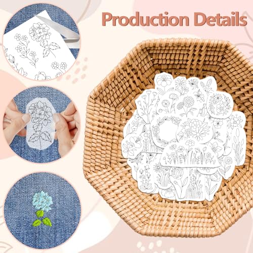 Peacoblue Wildflower Stick and Stitch Embroidery Patterns, Water Soluble - color: Wildflower