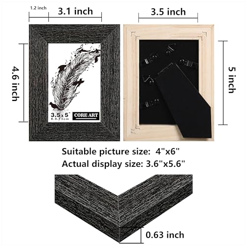 CORE ART 3.5x5 Picture Frame, Solid Wood Rustic Black - color: Black, size: 3.5x5 - 1 pack