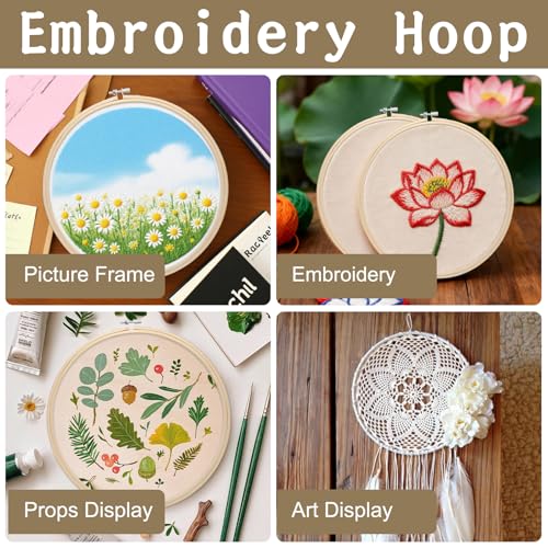 2 Pack Embroidery Hoops, 12 Inch Round Embroidery Hoops, Natural Wood Cross Stitch Hoop with Adjustable Screw for Friendly Embroidery, Cross Stitch, Craft & Beginner, and DIY Decoration - style: 12 Inch