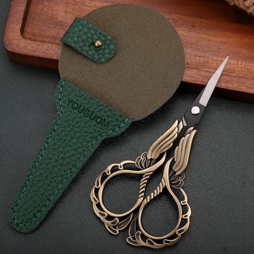 YOUGUOM Embroidery Scissors with Cover, Mini Sewing Shears - color: Bronze