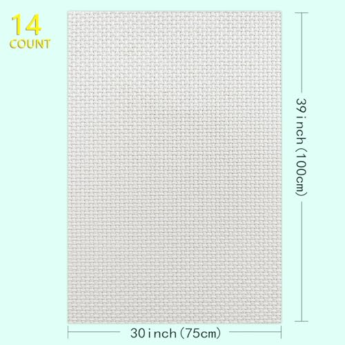 Aida Cloth 14 Count Cross Stitch Fabric Cross Stitch Aida Cloth for Embroidery and Needlework (White, 30 * 39inch) - color: White