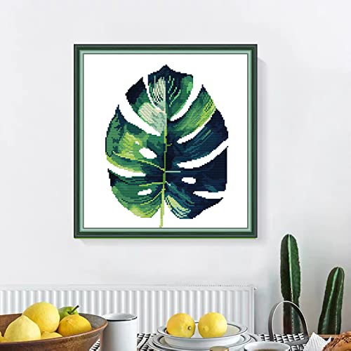 Svarog Stamped Cross Stitch Kits Beginners Full Range of Embroidery Patterns Starter Kits for Adult or Kids DIY Cross Stitches Needlepoint Kits 14CT-Green Plant（4） 12.2x12.6 inch - color: Green plant（4） 12.2x12.6 inch