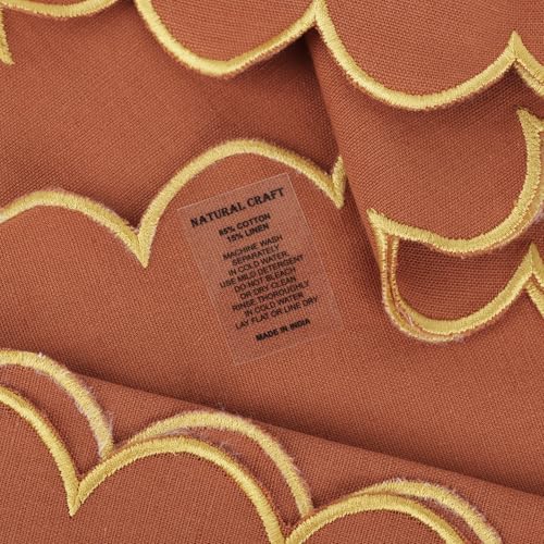 NATURALCRAFT Scalloped Cloth Napkins 18x18 in - Rust Edges Gold - color: Sl-rust Napkin - Gold Edges, size: 18" x 18" (Set of 4)