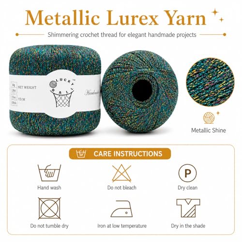 80g Sparkle Silver Lurex Thread Shining Yarn, Metallic Crochet Thread Yarn for Crocheting, Sparkle Metallic for Knitting Clothes, Car Charm, Keychain Charm(Jade) - color: Jade