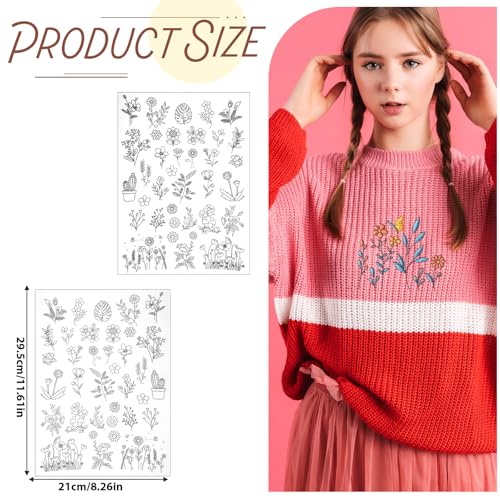 72PCS Water Soluble Embroidery Patterns, Stick and Stitch Paper