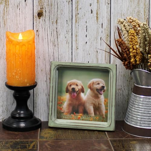CVHOMEDECO. 6x6 Picture Frame Made of Solid Wood High Definition Glass Rustic Vintage Designs Small Photo Frame for Tabletop Display and Wall Mounting, Distress Teal - color: Distress Teal A, size: 6" X 6"