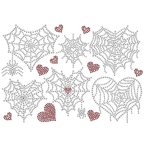 NBEADS Love Shaped Web Rhinestone Iron on Hotfix, Heat Transfer Decal Bling Rhinestone Sticker Heat Transfer Patch Clothing Repair Applique for T-Shirt Clothing Pants Bags - color: Love Shaped Spider Web