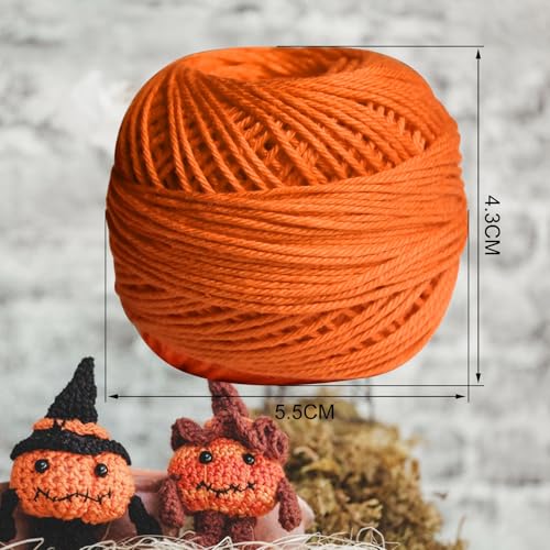 Soft 10 Pearl Cotton Crochet Thread in Balls,Size 3 Rainbow Classic Colors Crochet Thread for Crochet Hardanger Cross Stitch Needlepoint Hand Embroidery (Orange Yellow) - color: Orange yellow