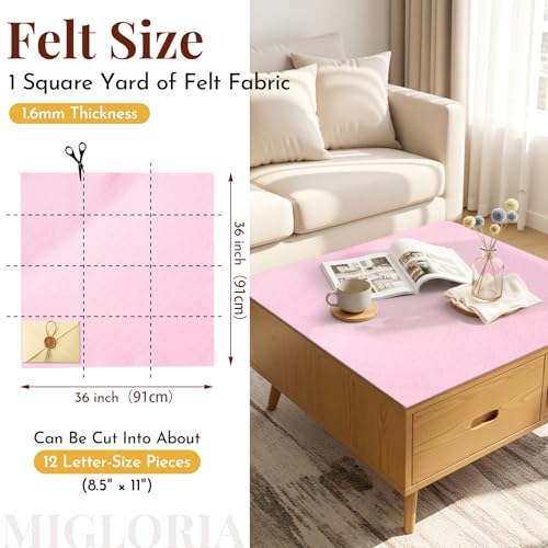 Large Felt Fabric Sheet 36 x 36 Inch, 1.6mm Thick (Light Pink) - color: Light Pink
