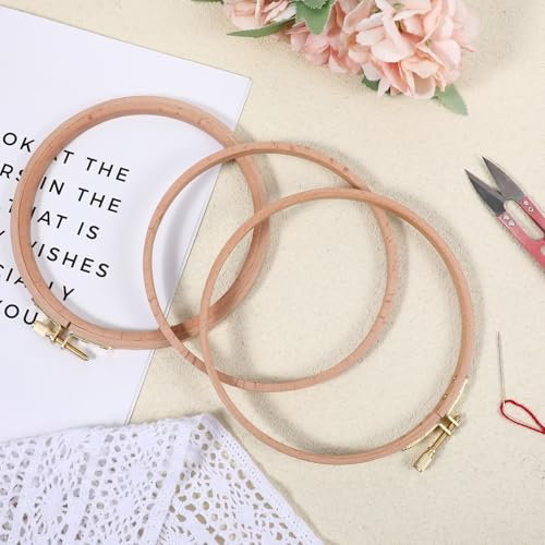 2 Pack 5 Inch Wood Embroidery Hoop, Cross Stitch Hoops Ring, Wooden Embroidery Hoops, Cross Stitch Supplies Beech Wooden Embroidery Frames for Art Craft Sewing, DIY Decoration