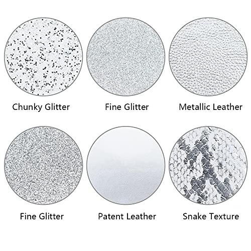 Litchi 6 Pack 8x12 Inch Faux Leather Sheets for Bow Earring, Easy to Cut Vinyl Fabric for Cricut, Durable Fade Resistant Leatherette Without Smell, Silver - color: Silver