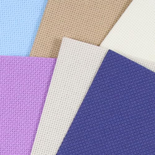 KCS 6 pc of 12" x 18" (30cmx45cm) 14 Count Cotton Aida Cloth Cross Stitch Fabric (14CT-C) - color: 14ct-c