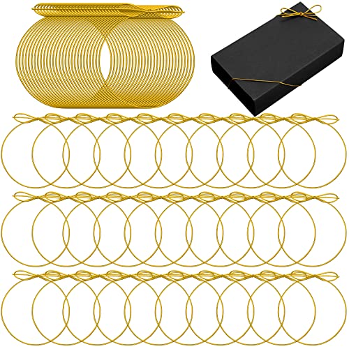 Berlune 120 Pcs Elastic Bows Pre Tied Stretch Loops Wrap, Gold - color: Gold