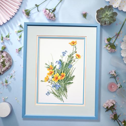 Povitrulya Meadow Buttercup Counted Cross Stitch Kit - Wildflower Art - color: Meadow Buttercup