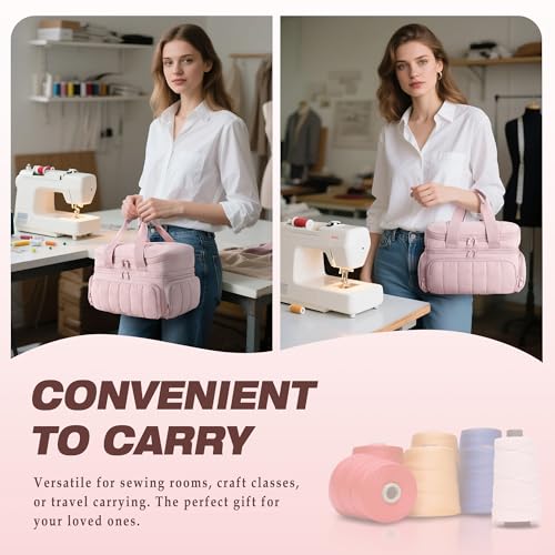Marscamd Sewing Organizer Bag with Detachable Dividers, Pink (Bag Only) - color: Pink