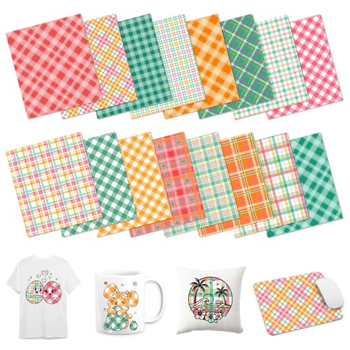 Summer Plaid Sublimation Ink Transfer 16 Sheets 12x10 Inches - color: Plaid-16