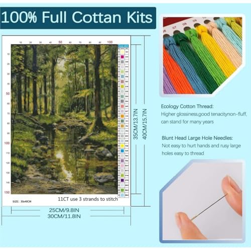 niurenmaoyi Stamped Cross Stitch Kits for Beginners,Counted Embroidery Craft Kits for Adults,Needlepoint Kits for Adults,Fantasy Landscape Wall Art 11.8X15.8In - color: Cross Stitch Kits0421-03