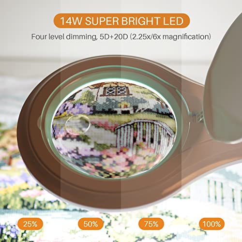 Bifocal LED Magnifying Lamp with Clamp, 14W 1200LM, White - color: White