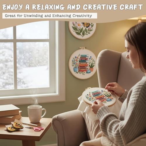 AZY 3-Piece Embroidery Kit for Beginners – Needlepoint Set with Pre-Printed Floral Patterns, Adjustable Hoop, Thread, Needles & Instructions for Cross Stitch Lovers (Embroidered Three-piece Set) - style: Embroidered three-piece set