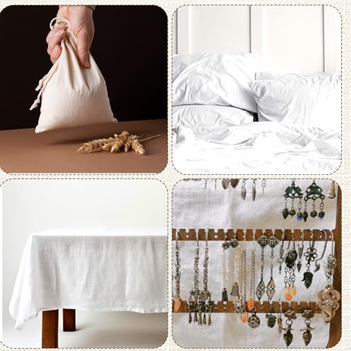 100% White Cotton Fabric 10 Yards 59 Inches Wide Cotton Quilting Fabric by The Yard, Soft Embroidery Muslin Fabrics for Sewing Material Apparel Cloth - color: White, size: 10 Yards