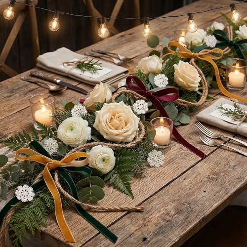 IDONGCAI Velvet Ribbon, Jute Twine & Lace Snowflake Craft Kit - color: Mix colors