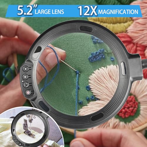 12X Large Floor Magnifying Glass with Light and Stand, 3-in-1 Floor Lamp