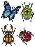 Counted Cross-Stitch Kit on Plastic Canvas with Bugs. 4 Charming Ornaments Different Dimensions 145CS. 14 Count Plastic Canvas Sheets 8.27x11.02 Inches. Fantastic for Art & Craft Amateurs - color: Bugs