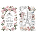 Joeyan Rub on Transfers for Crafts and Furniture - 2 Large 12"x18" Sheets - style: Paris Flower Memory