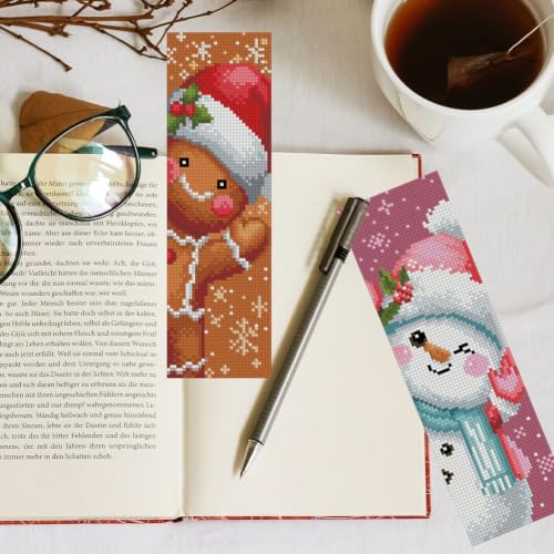 6 Set Christmas Cross Stitch Bookmark, Counted Cross Stitch Bookmarks with 6 Different Christmas Patterns, DIY Bookmark Kit for Adults and Beginners(6 Pack) - color: Sqszx-006