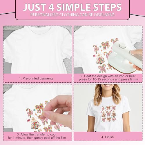 Rngmsi DTF Transfers Ready to Press - 20 Pcs Christmas Tree Iron on Patches for T-Shirts, Xmas Heat Transfer Vinyl Decals, Christmas Tree Bow Iron on Stickers for Clothes Bag DIY Fabric Decor - style: Christmas Tree