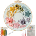Herdiese Embroidery Kit for Beginners & Adults with Flower Pattern - color: Flower-B